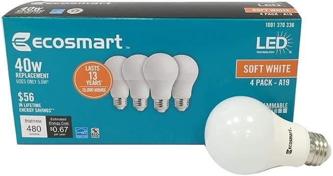 4 Pack Ecosmart Dimmable Replacement Energy