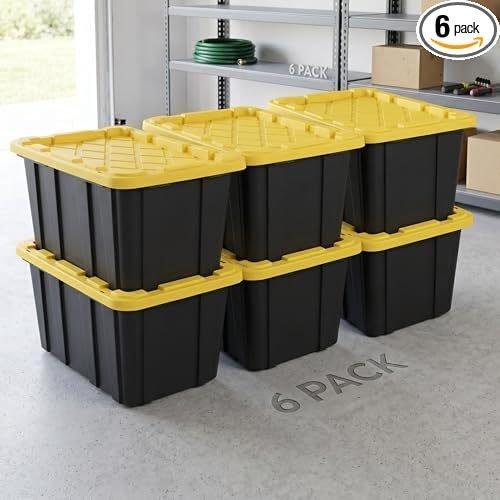 Heavy-Duty Stackable Storage Totes with Lids (6 Pack)